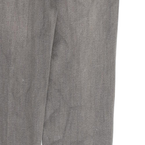 Marks and Spencer Womens Grey Cotton Trousers Size 8 L30 in Regular Zip