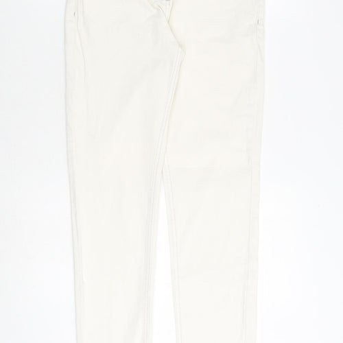 NEXT Womens Ivory Cotton Straight Jeans Size 8 L31 in Regular Zip
