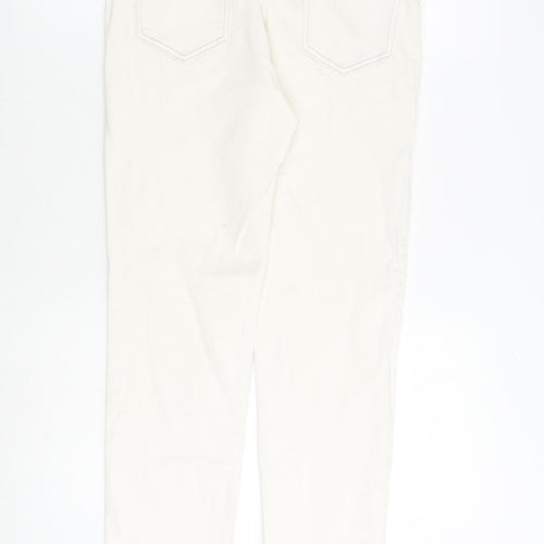 NEXT Womens Ivory Cotton Straight Jeans Size 8 L31 in Regular Zip