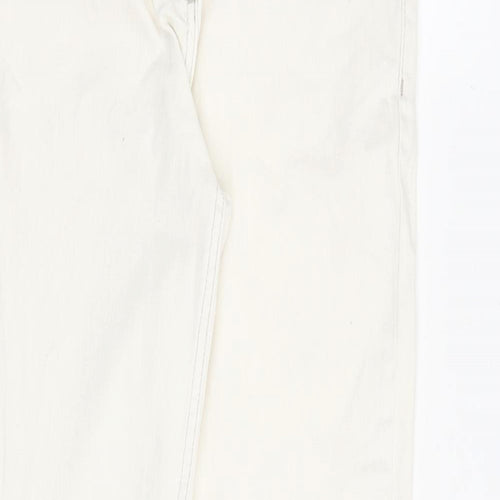 NEXT Womens Ivory Cotton Straight Jeans Size 8 L31 in Regular Zip