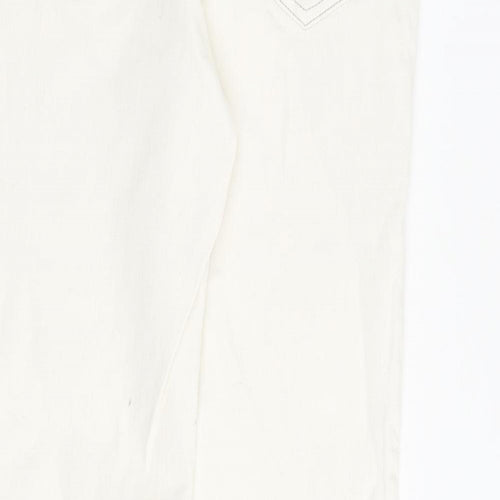 NEXT Womens Ivory Cotton Straight Jeans Size 8 L31 in Regular Zip