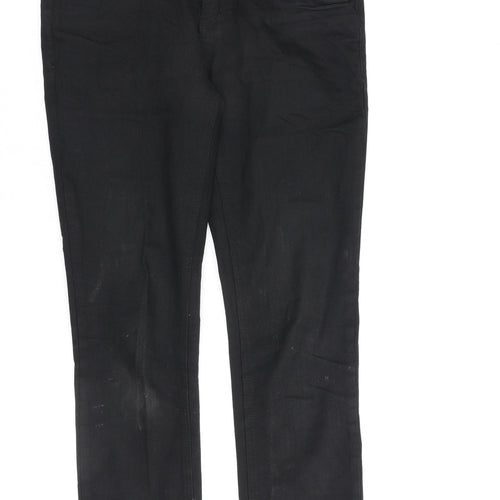 Skinny Jean Womens Black Cotton Straight Jeans Size 10 L27 in Regular Zip