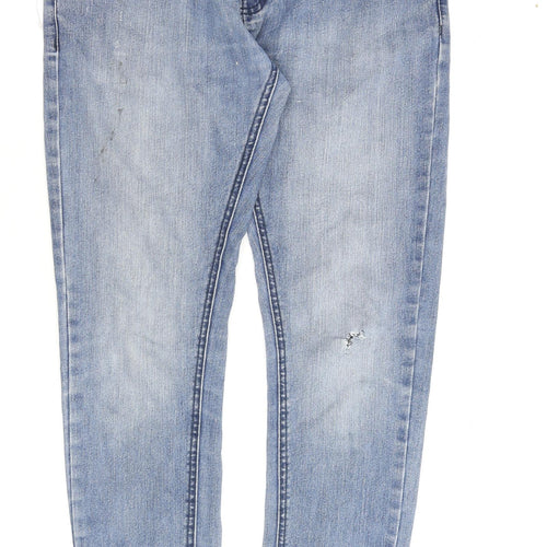 Ture Face Mens Blue Cotton Skinny Jeans Size 34 in L34 in Regular Zip