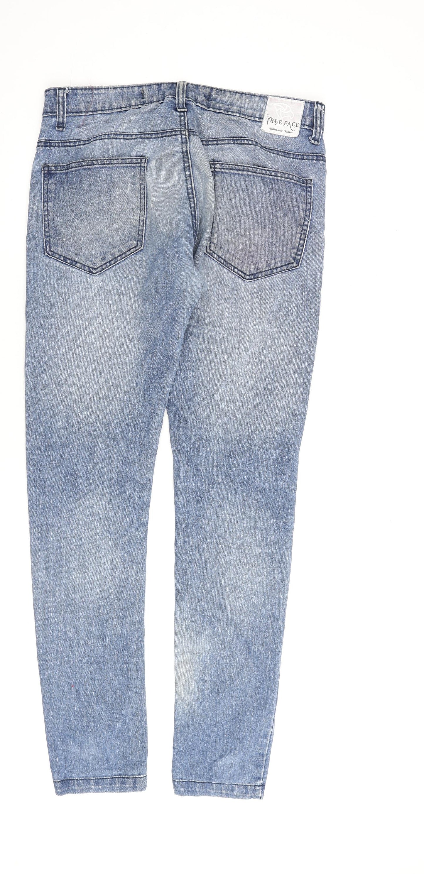 Ture Face Mens Blue Cotton Skinny Jeans Size 34 in L34 in Regular Zip