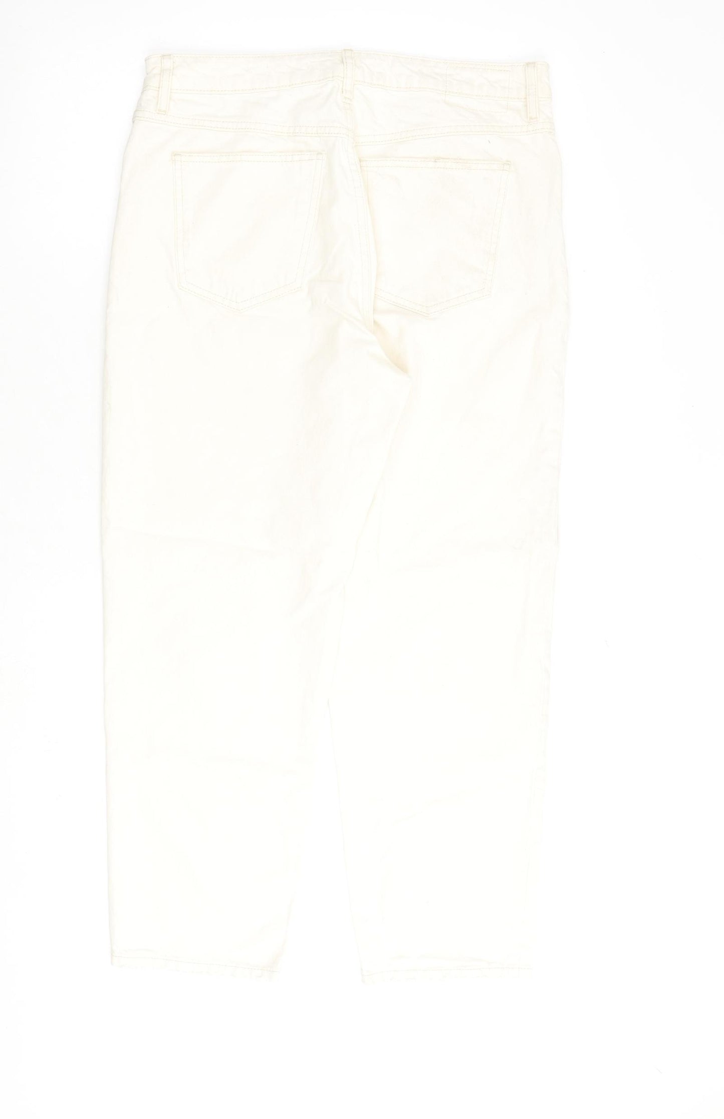 Mango Womens Beige Cotton Mom Jeans Size 16 L27 in Regular Zip