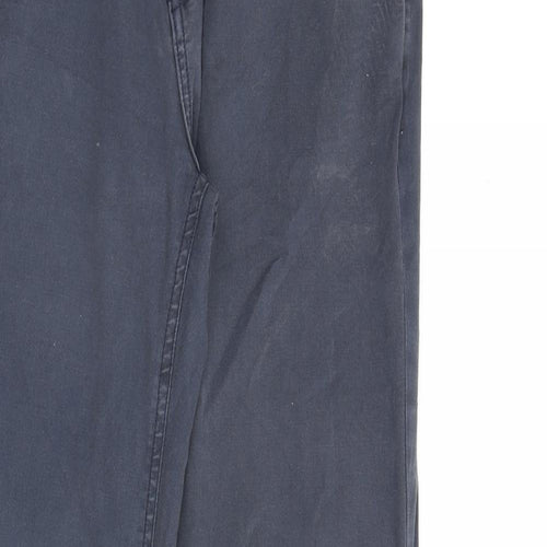 Weird Fish Mens Blue Cotton Trousers Size 32 in L32 in Regular Zip