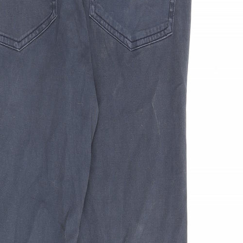 Weird Fish Mens Blue Cotton Trousers Size 32 in L32 in Regular Zip