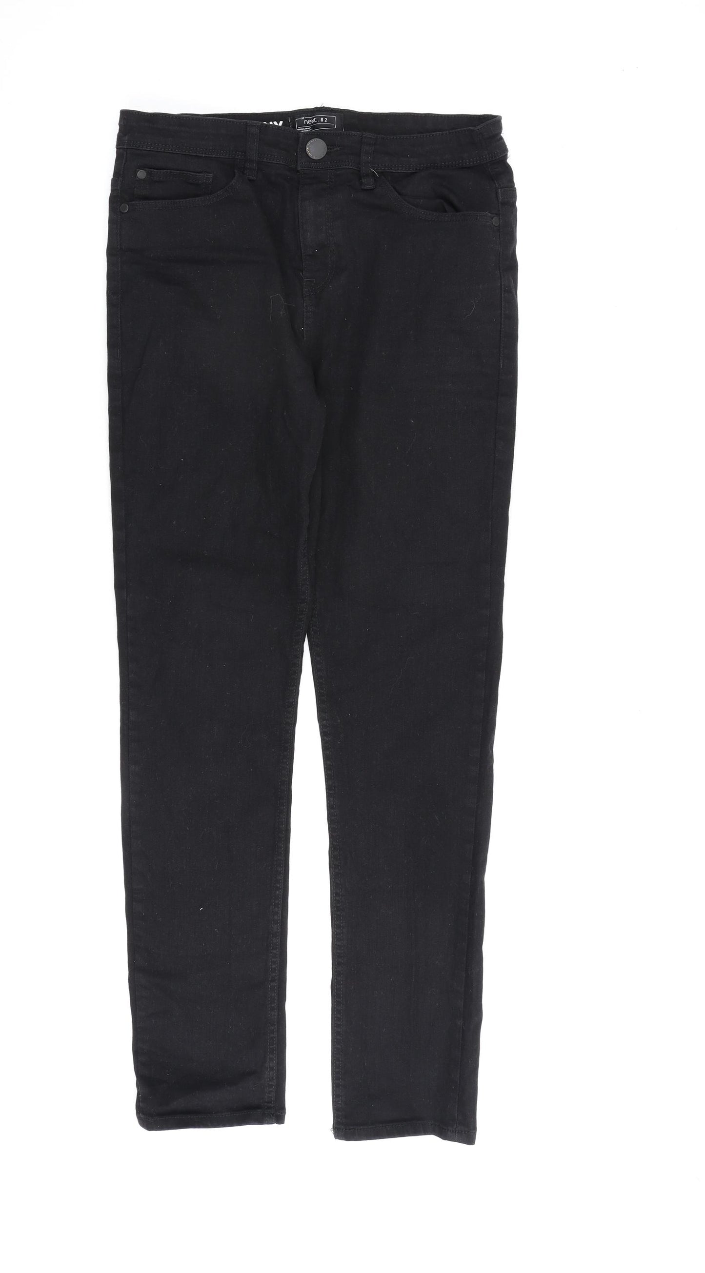 NEXT Boys Black Cotton Straight Jeans Size 16 Years Regular Zip