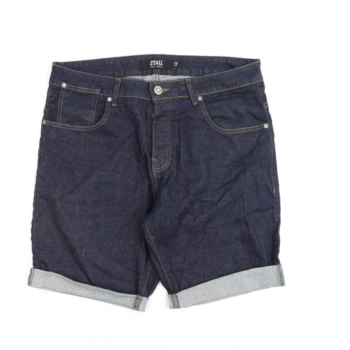 2Tall Mens Blue Cotton Bermuda Shorts Size 36 in L9 in Regular Zip