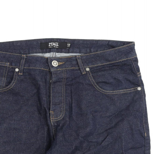 2Tall Mens Blue Cotton Bermuda Shorts Size 36 in L9 in Regular Zip