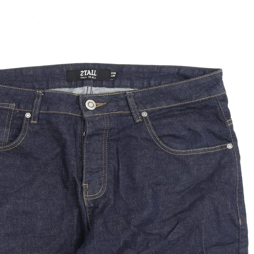 2Tall Mens Blue Cotton Bermuda Shorts Size 36 in L9 in Regular Zip