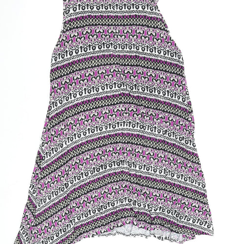 Marks and Spencer Womens Multicoloured Geometric Viscose A-Line Size 14 Round Neck Pullover