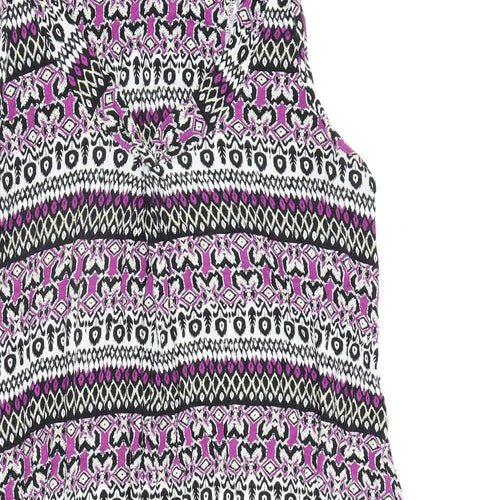 Marks and Spencer Womens Multicoloured Geometric Viscose A-Line Size 14 Round Neck Pullover