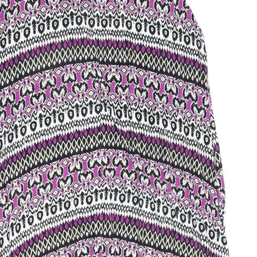 Marks and Spencer Womens Multicoloured Geometric Viscose A-Line Size 14 Round Neck Pullover