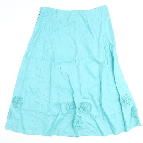 Windsmoor Womens Blue Linen A-Line Skirt Size 14 Zip