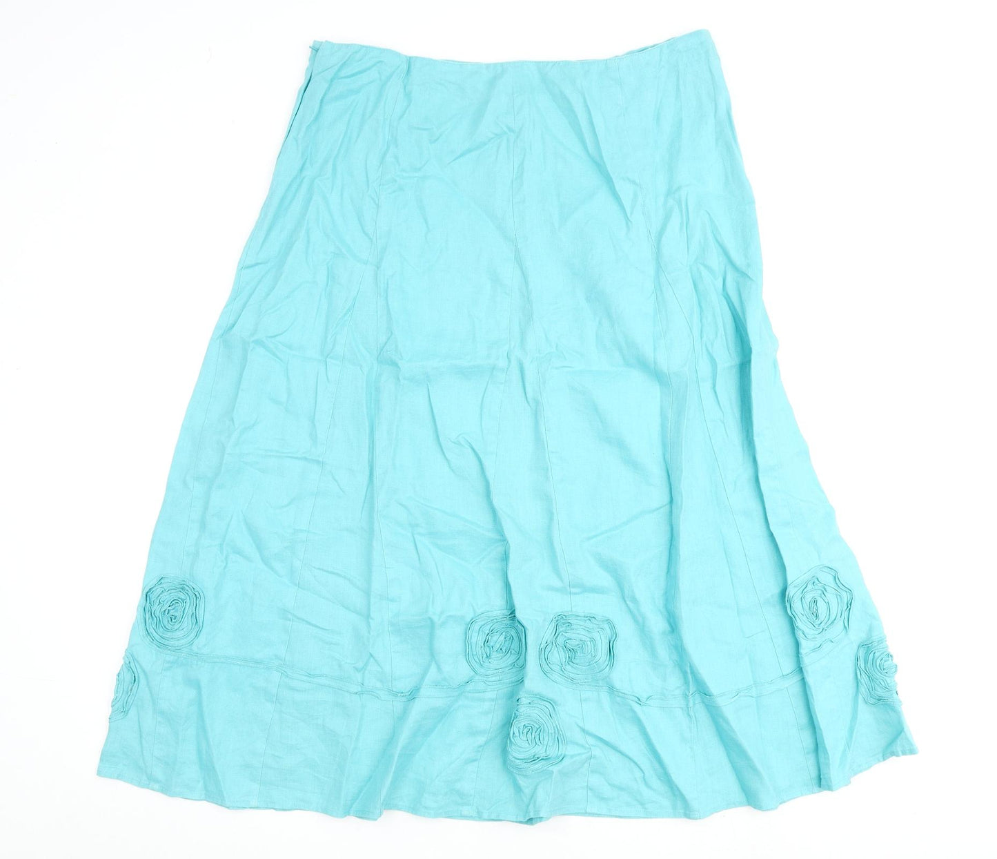 Windsmoor Womens Blue Linen A-Line Skirt Size 14 Zip