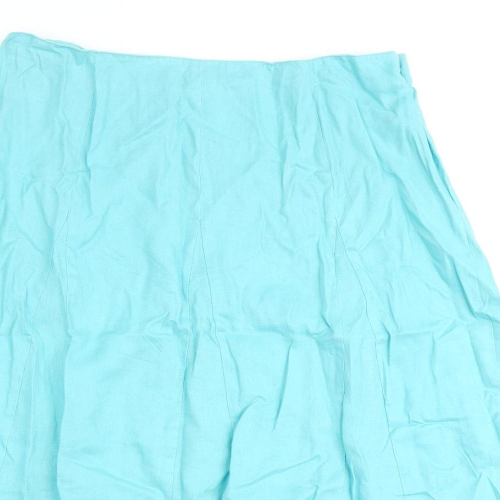 Windsmoor Womens Blue Linen A-Line Skirt Size 14 Zip