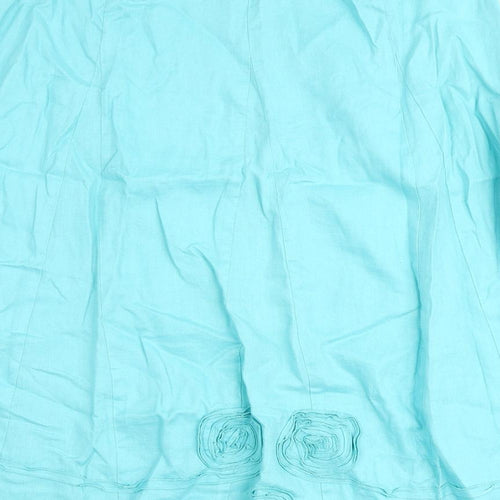 Windsmoor Womens Blue Linen A-Line Skirt Size 14 Zip