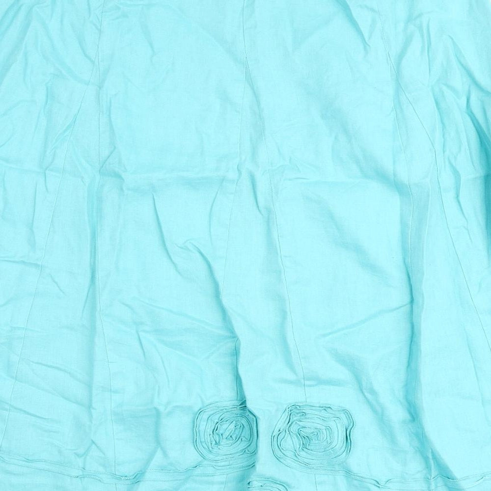 Windsmoor Womens Blue Linen A-Line Skirt Size 14 Zip