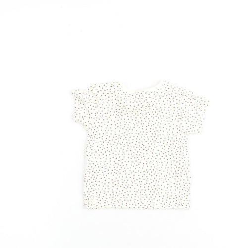 Marks and Spencer Baby Beige Geometric Cotton Basic T-Shirt Size 0-3 Months Round Neck Pullover