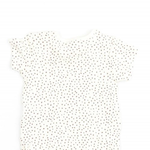 Marks and Spencer Baby Beige Geometric Cotton Basic T-Shirt Size 0-3 Months Round Neck Pullover