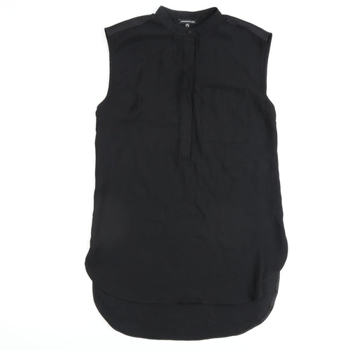 Warehouse Womens Black Polyester Basic Blouse Size 8 Round Neck