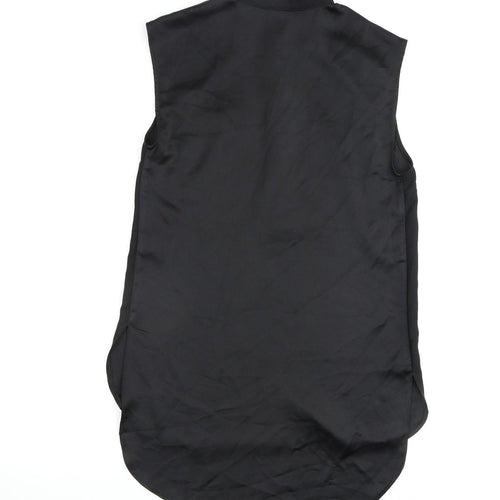 Warehouse Womens Black Polyester Basic Blouse Size 8 Round Neck