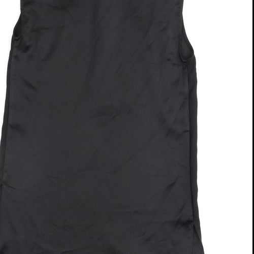 Warehouse Womens Black Polyester Basic Blouse Size 8 Round Neck