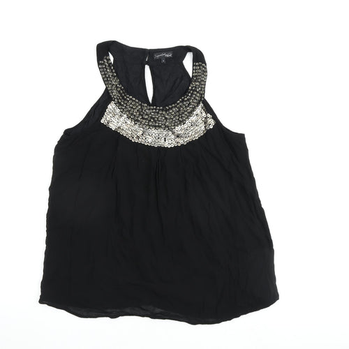 NEXT Womens Black Viscose Basic Tank Size 18 Round Neck