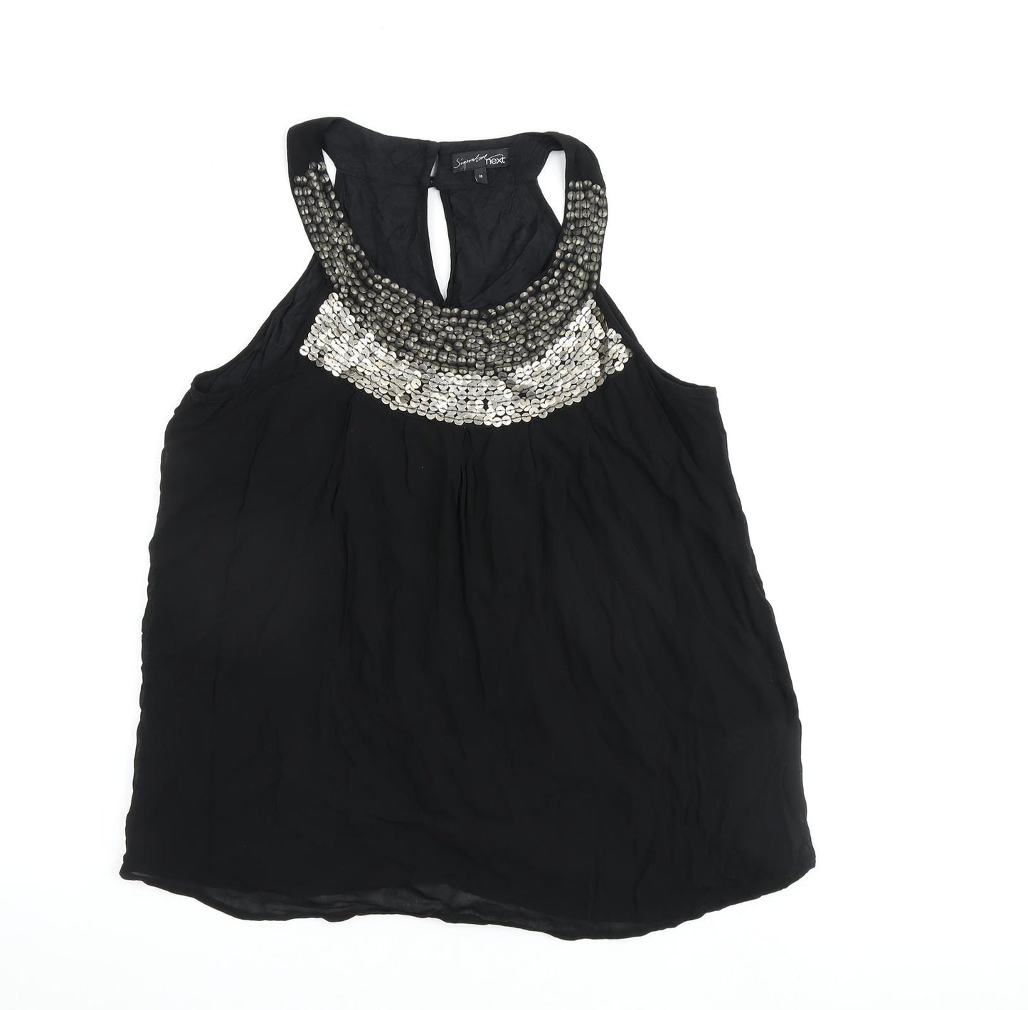 NEXT Womens Black Viscose Basic Tank Size 18 Round Neck