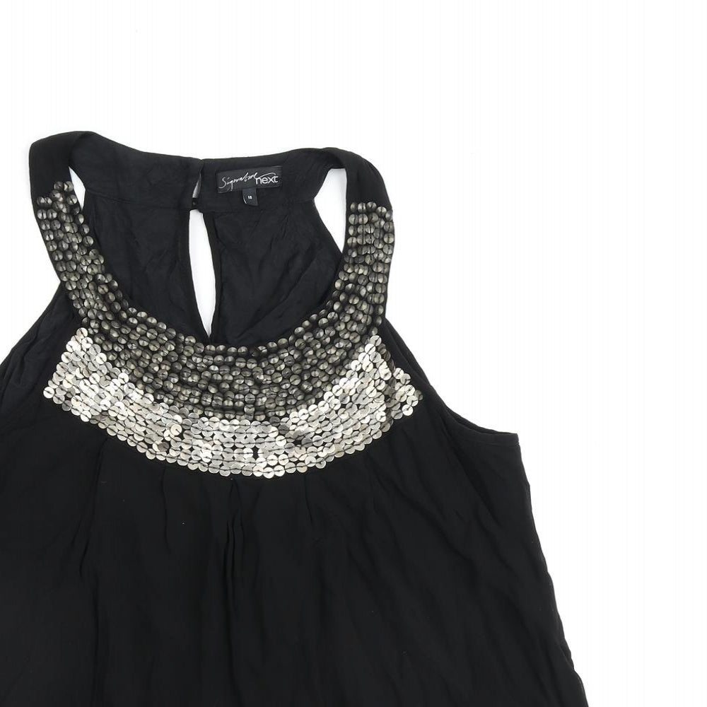 NEXT Womens Black Viscose Basic Tank Size 18 Round Neck