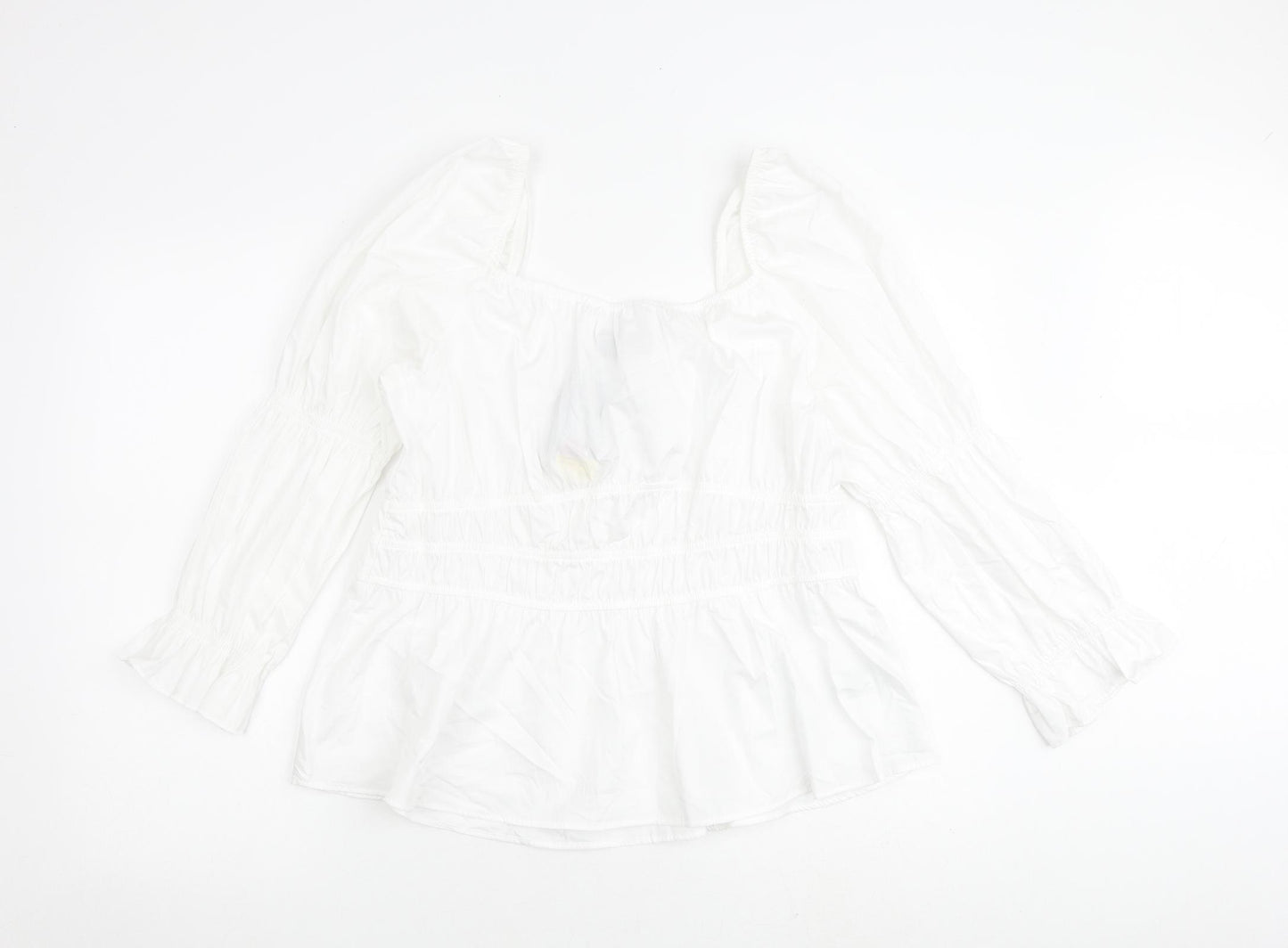 Marks and Spencer Womens White 100% Cotton Basic Blouse Size 18 Square Neck