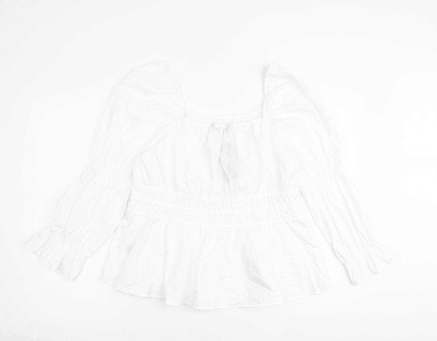 Marks and Spencer Womens White 100% Cotton Basic Blouse Size 18 Square Neck