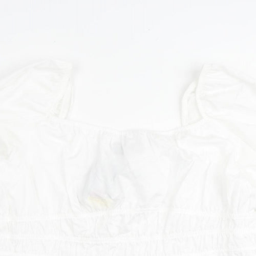 Marks and Spencer Womens White 100% Cotton Basic Blouse Size 18 Square Neck
