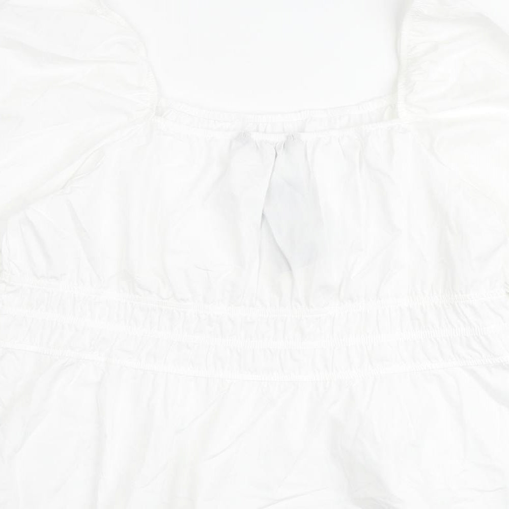 Marks and Spencer Womens White 100% Cotton Basic Blouse Size 18 Square Neck