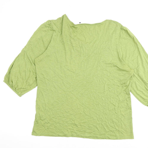 John Rocha Womens Green Viscose Basic Blouse Size 18 Round Neck