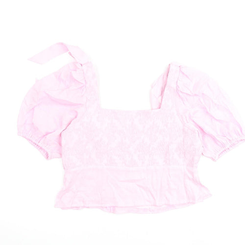 & Other Stories Womens Pink Polyester Basic Blouse Size 16 Square Neck