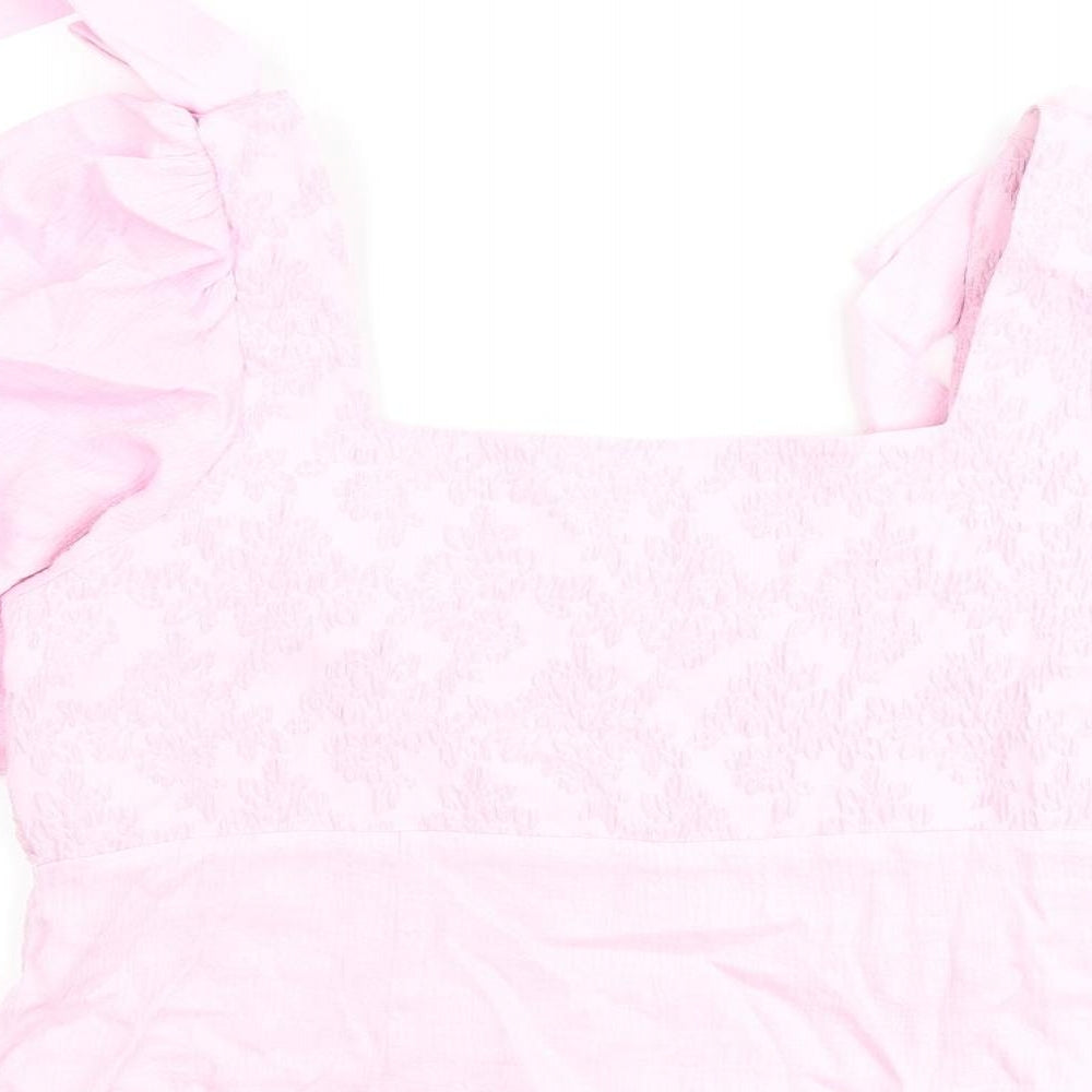 & Other Stories Womens Pink Polyester Basic Blouse Size 16 Square Neck