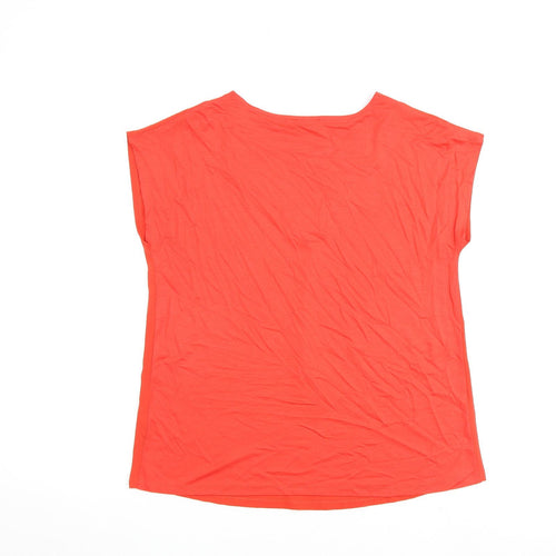 M&Co Womens Red Polyester Basic Blouse Size 10 V-Neck