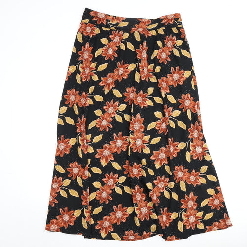 Capsule Womens Black Floral Polyester A-Line Skirt Size 32