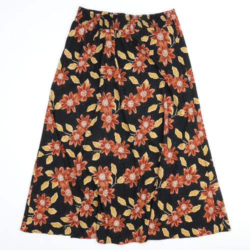 Capsule Womens Black Floral Polyester A-Line Skirt Size 32