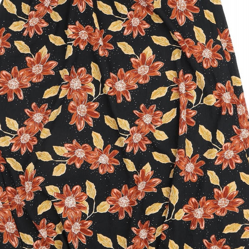 Capsule Womens Black Floral Polyester A-Line Skirt Size 32