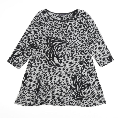 Marks and Spencer Womens Grey Animal Print Polyester A-Line Size 14 Round Neck Pullover