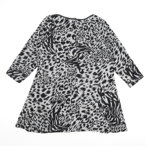 Marks and Spencer Womens Grey Animal Print Polyester A-Line Size 14 Round Neck Pullover