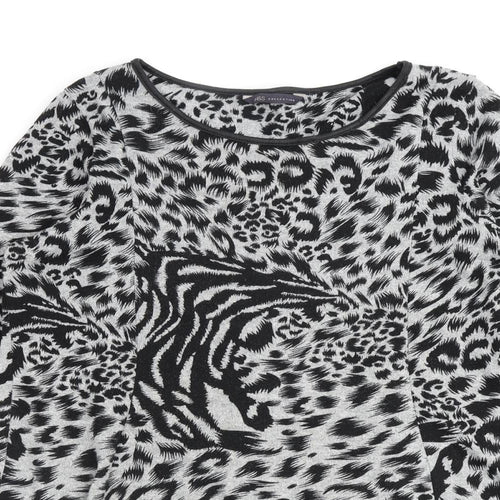 Marks and Spencer Womens Grey Animal Print Polyester A-Line Size 14 Round Neck Pullover
