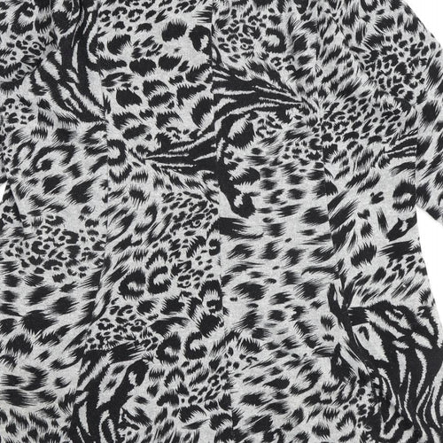 Marks and Spencer Womens Grey Animal Print Polyester A-Line Size 14 Round Neck Pullover