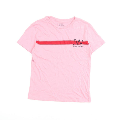 Jack Wills Womens Pink Cotton Basic T-Shirt Size 10 Round Neck