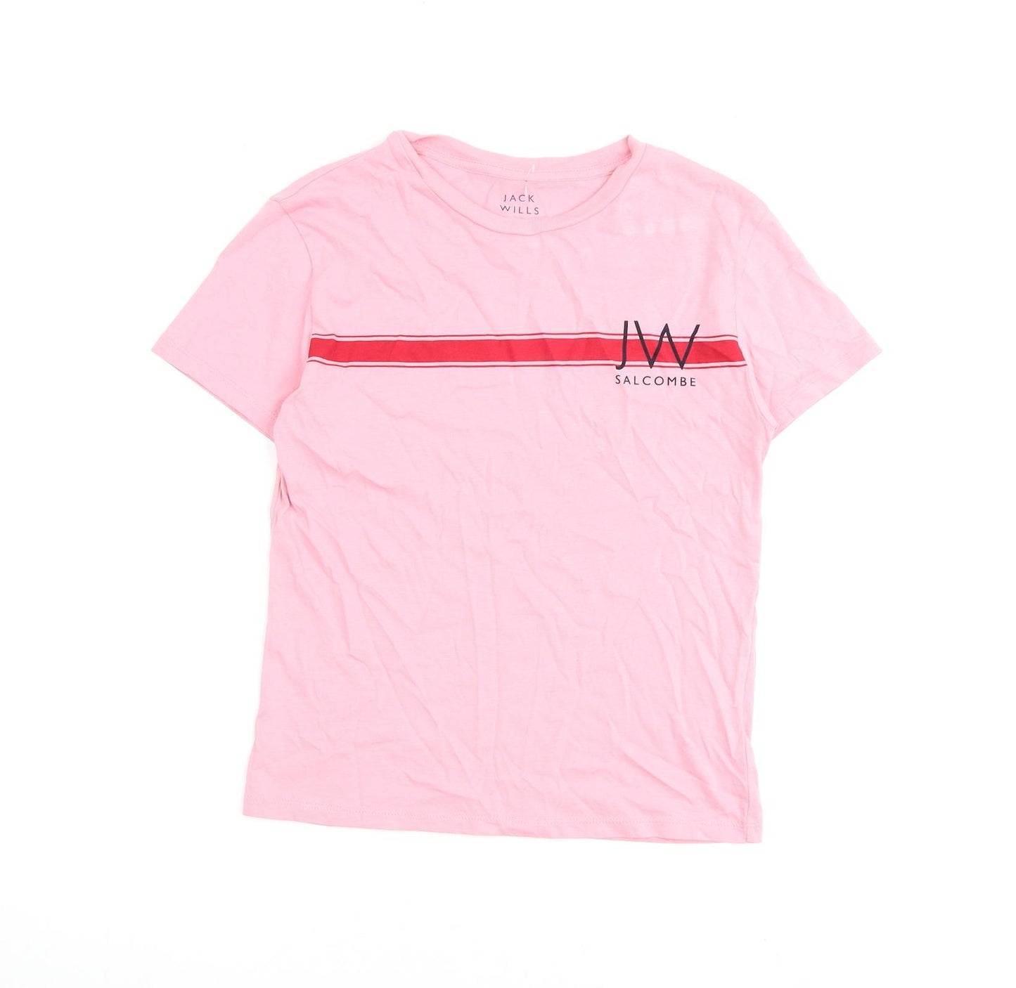 Jack Wills Womens Pink Cotton Basic T-Shirt Size 10 Round Neck