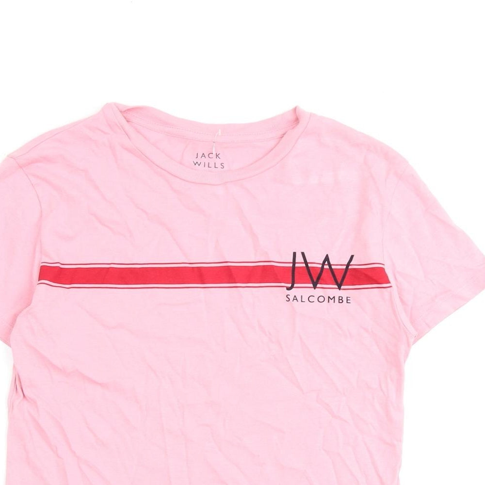 Jack Wills Womens Pink Cotton Basic T-Shirt Size 10 Round Neck