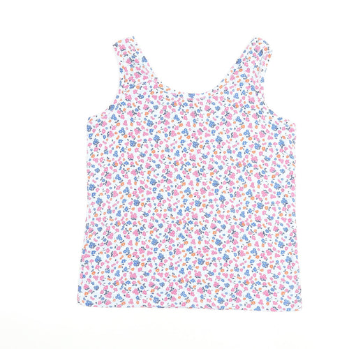 Marks and Spencer Womens Blue Fair Isle Cotton Basic Tank Size 20 Scoop Neck